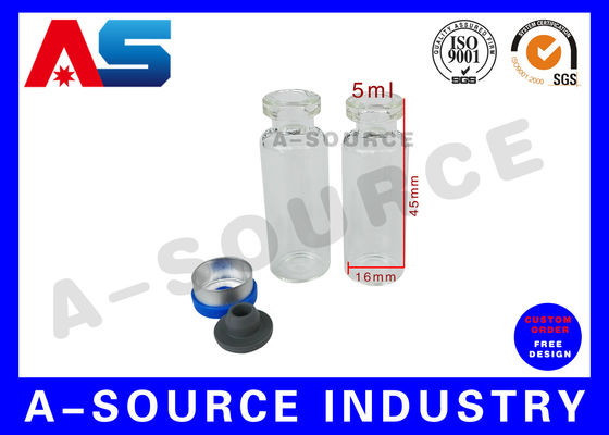 গ্লাসের 5 মিলি বোতল ছোট গ্লাসের ফায়ালগুলি রাবারের stopper এবং 13 # অ্যালুমিনিয়াম প্লাস্টিকের ক্যাপ সহ পেপটাইড / সারমের জন্য