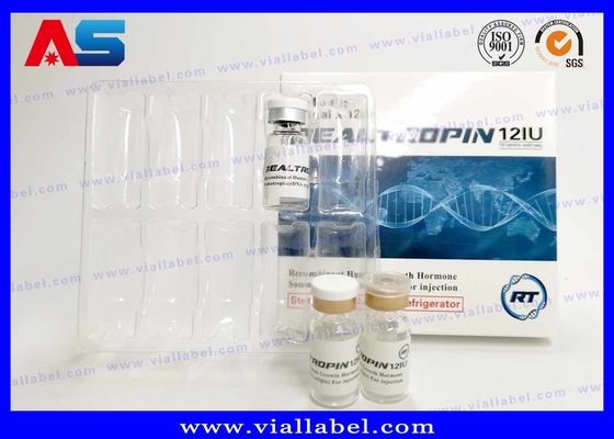 ফার্মাসিউটিক্যাল ডিজাইন প্রিন্টিং Somatropina Hcg 2ml Vial Box Packaging With Label বডি বিল্ডিং কাগজের প্যাকেজিং বক্স