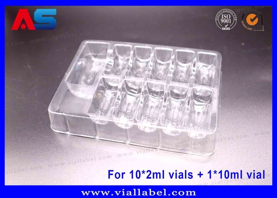 10 x 2 মিলি ভায়াল + 1 x 10 মিলি ভায়ালের জন্য পিইটি স্বচ্ছ ব্লাস্টার প্যাকেজিং ট্রে