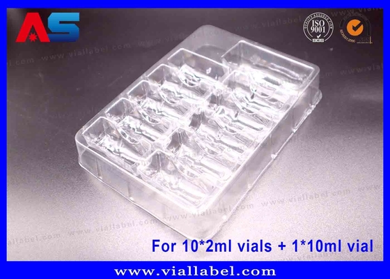 10 x 2 মিলি ভায়াল + 1 x 10 মিলি ভায়ালের জন্য পিইটি স্বচ্ছ ব্লাস্টার প্যাকেজিং ট্রে