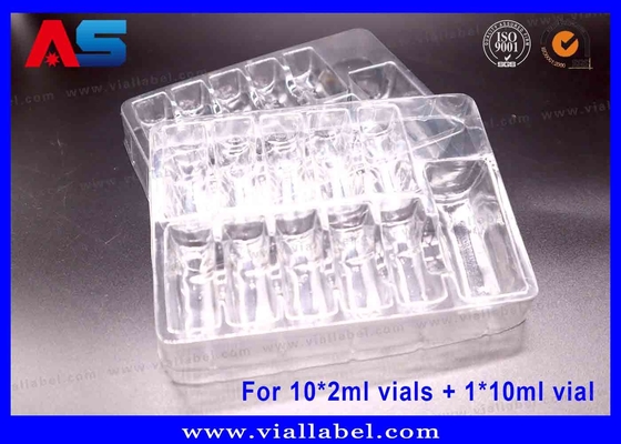 10 x 2 মিলি ভায়াল + 1 x 10 মিলি ভায়ালের জন্য পিইটি স্বচ্ছ ব্লাস্টার প্যাকেজিং ট্রে