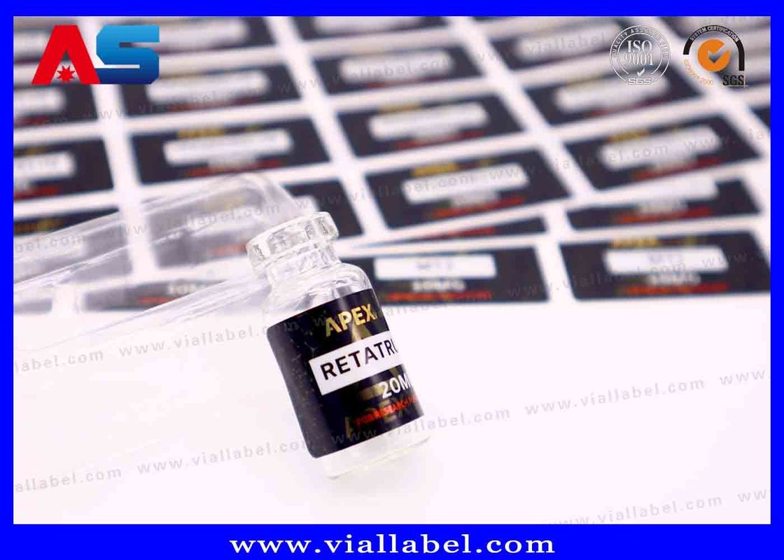 ইনজেকশন তেলের স্টিকারের জন্য হোয়াইট পার্ল ফিল্ম ছোট বোতল লেবেল, এইচসিজি ভায়াল স্টিকার প্রিন্টিং কাস্টমাইজড লোগো